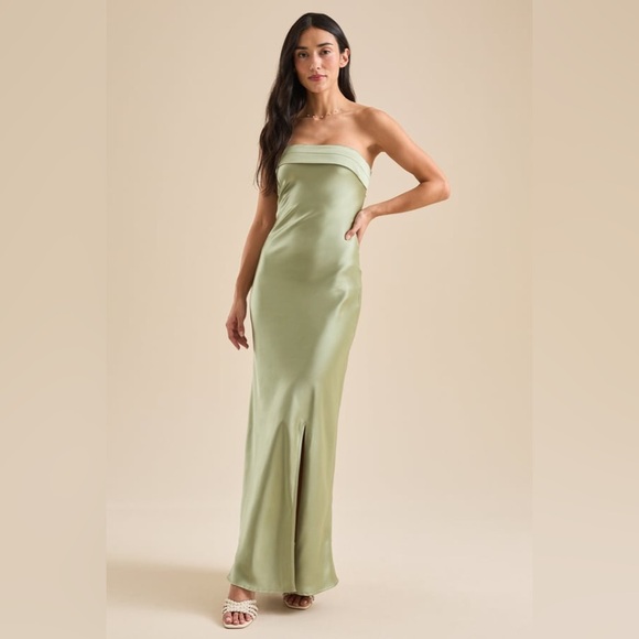 Elegant Strapless Green Dress - Paityn Strapless Maxi Dress by ALTAR’D STATE - Picture 2 of 6